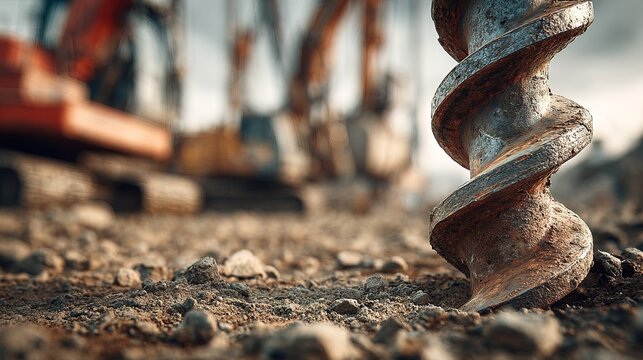 Close Up Rusty Auger Bit Construction Drill Detail Implement