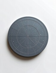 Fototapeta premium Gray Circular Paper Cutout with Geometric and Radial Design on White Background