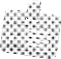 halftone briefcase icon with dotted effect isolated on white