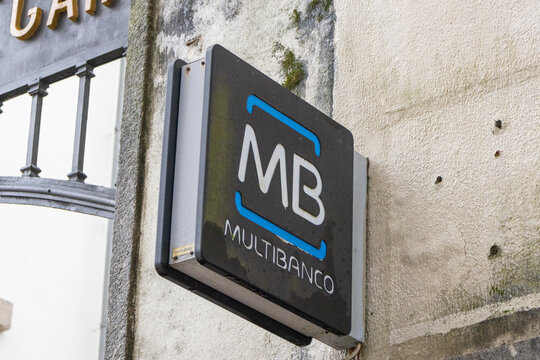 Multibanco atm sign providing financial services in portugal