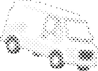 halftone dots illustration of a car  side view