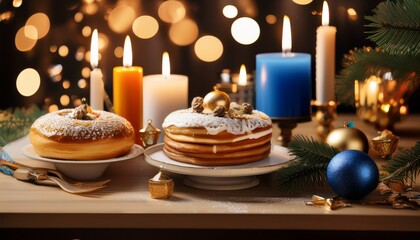 Fototapeta premium Festive Spirit Celebrating Christmas And Hanukkah Together