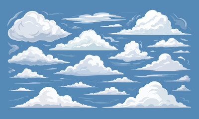 Illustration of fluffy clouds in sky