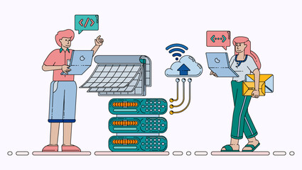 Developing Data Center Systems by Scheduling Database and Cloud Backups with Calendar Time Management for Secure Programming Workflow. Design can be used for banner, website, poster, landing page, ads