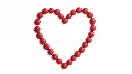 Obraz premium Heart shape made of red spherical objects.