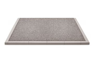 Asphalt patch with concrete border and small curb on transparent background for architectural elements