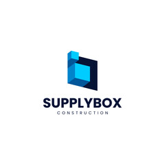 Cube with 3D design style for logos for shipping services, building materials and technology