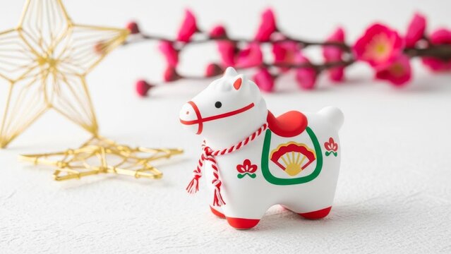 Eto horse figurine with plum blossoms