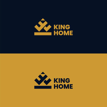 House with crown and checkered accent for classy housing, development and real estate logo