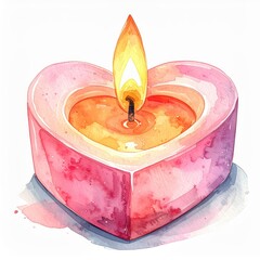 Heart-Shaped Candle with Flickering Flame in Soft Pastel Colors for Relaxing Atmosphere