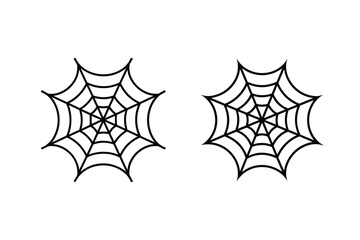 Spider Net Web Line Style Silhouette Icon Vector Illustration