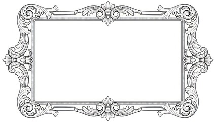 Ornate vintage decorative frame with blank center for design projects.
