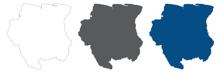 Suriname map plain set. Map of Suriname in blank set.