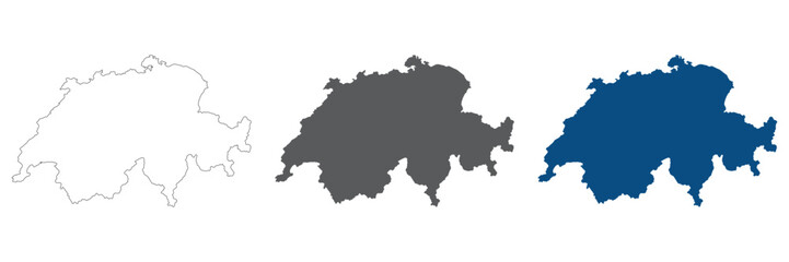Switzerland map plain set. Map of Swiss in blank set.