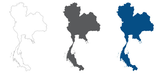 Thailand map plain set. Map of Thailand blank set.