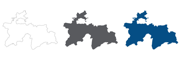 Tajikistan map plain set. Map of Tajikistan in blank set.