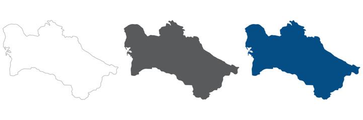 Turkmenistan map plain set. Map of Turkmenistan in blank set.