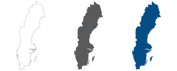 Sweden map plain set. Map of Sweden in blank set.