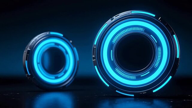 GlowingBlueMetallicRingsonDarkGradient
