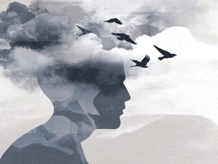 Conceptual portrait illustrating emotional exhaustion and mental imbalance.