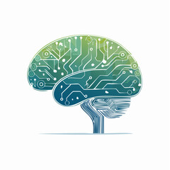 A vibrant digital brain illustration featuring intricate circuit board patterns symbolizing intelligence and technology.