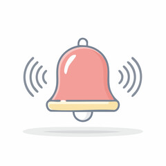 A cheerful pink and yellow ringing bell notification icon with prominent sound waves.