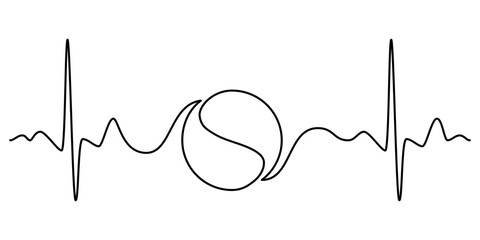 Heartbeat Line with Softball Center, Baseball and Softball Hobby Sports Concept