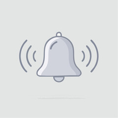 A minimalist grey ringing bell notification icon with subtle sound waves.