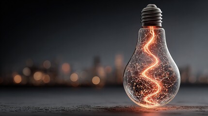 Conceptual Glowing Lightbulb Spark Energy Connection Abstract Illustration