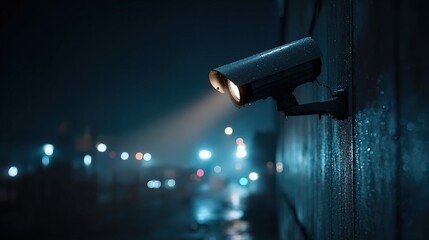 Moody Exterior Security Camera Surveillance System Equipment and Protection Concept