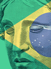 Effigy of the Republic with Brazil colors in green, blue to yellow, Brazil flag, economics and finance concept, background and backup