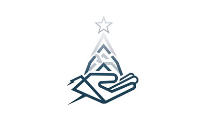 Hand holding Christmas tree with star on top in modern design