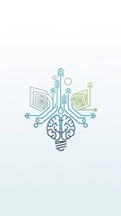 Innovative technology concept with brain and lightbulb design