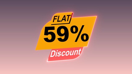 flat 59% discount text illustration on colorful background.