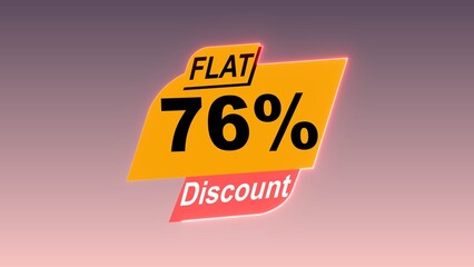 flat 76% discount text illustration on colorful background.