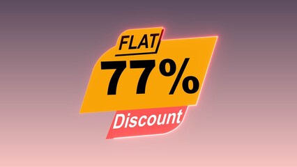 flat 77% discount text illustration on colorful background.