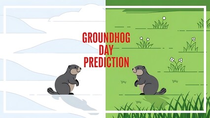 Groundhog day prediction graphic with punxsutawney phil
