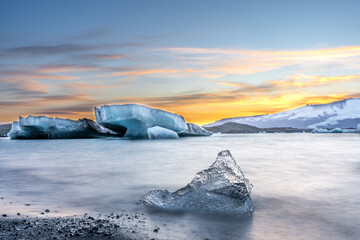Floating blue ice in Jokulsarlon, Iceland