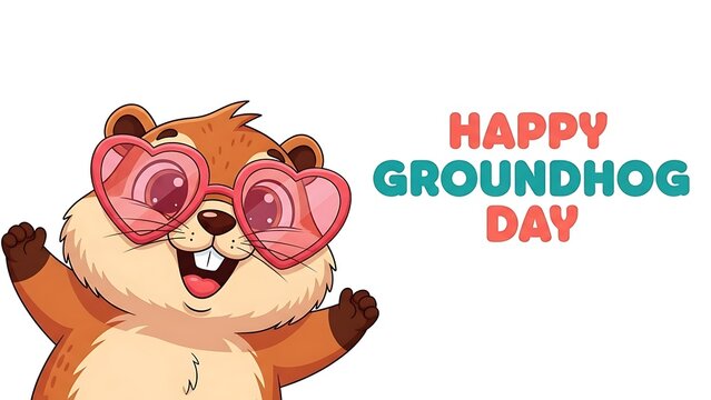 Happy groundhog day cartoon squirrel