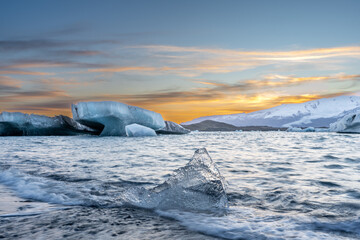 Floating blue ice in Jokulsarlon, Iceland