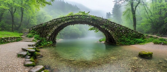 Stone Arch Bridge Covered Moss