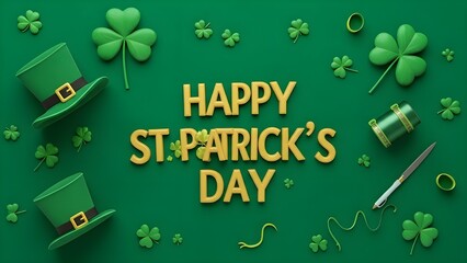 Happy st patrick's day celebration with shamrocks and leprechaun hats