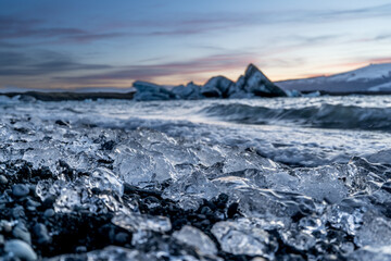 Floating blue ice in Jokulsarlon, Iceland