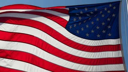 American Flag Waving in the Wind.