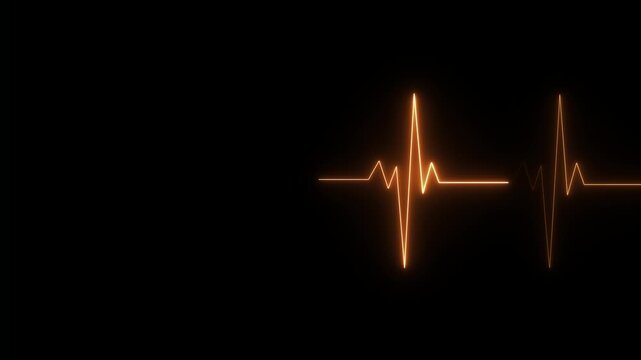Neon Heartbeat ECG Line Wave Animation on Black Background