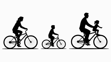 a silhouette illustration depicts a family of three enjoying a leisurely bike ride together on a bright day showcasing togetherness high quality professional detailed modern elegant