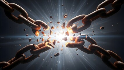 Breaking Free from Chains with Explosion. National Freedom Day (Feb 1)