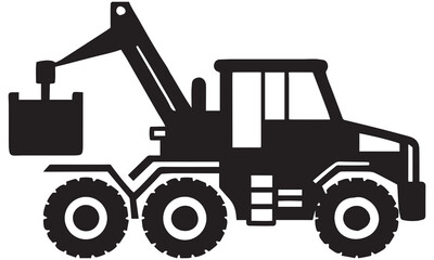 Construction Vehicle Icons Set &ndash; Tractor, Excavator, Heavy Equipment & Machinery Vector .