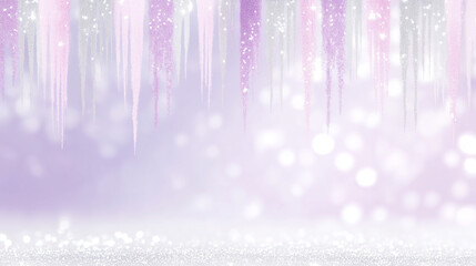 Sparkling pink and purple glitter backdrop with soft tulle and bokeh lights