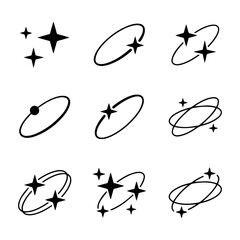 Set of star orbits. Vector abstract orbits. Abstract star orbit vector collection